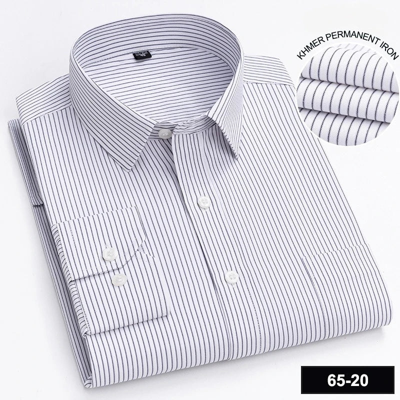 New in shirt long-sleeve shirts for men slim fit formal plian shirt single pocket office clothes soft plaid cotton designer tops