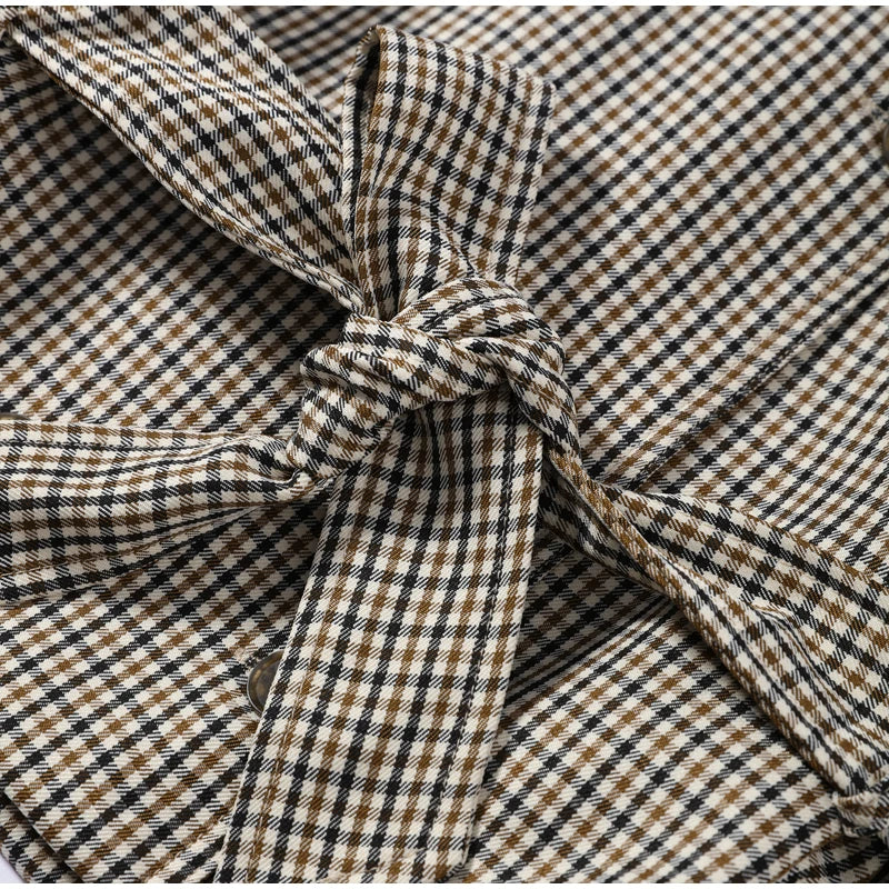 Women's Jacket Polyester Plaid Loose Stand Collar Full-Zip Full-Sleeve Casual Autumn Outerwear