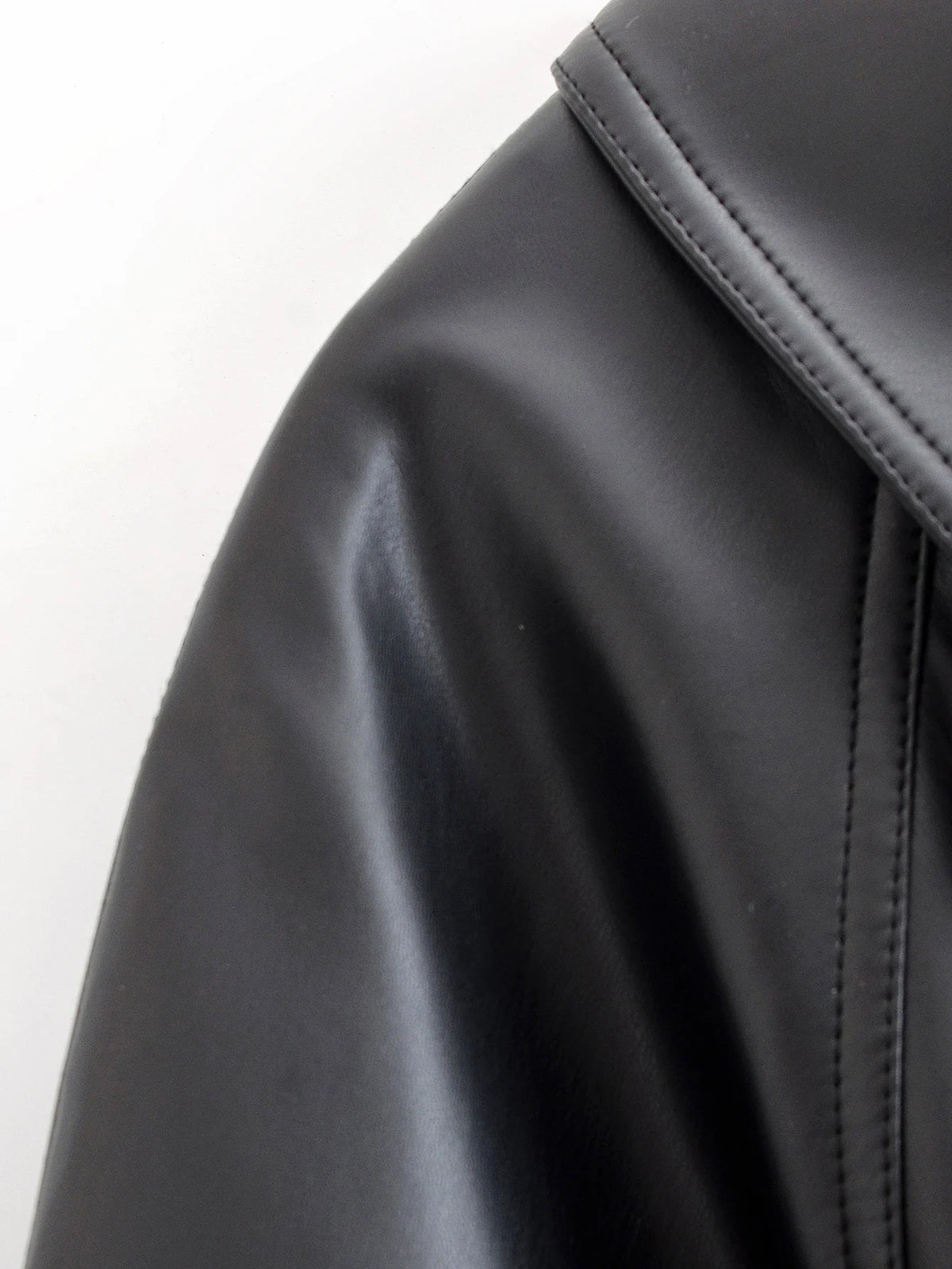 Women's Jacket Vintage Faux Leather Belted Turn-Down Lapel Full-Zip Full-Sleeve Short Motorcycle Coat