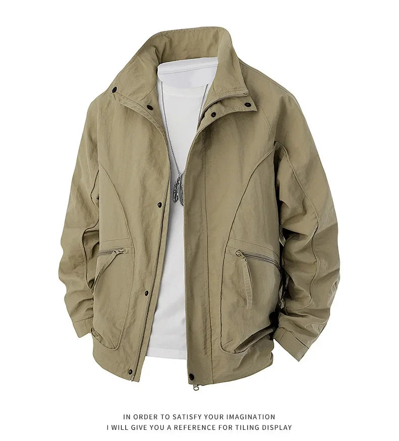 Men's Slim-Fit Zip-Up Baseball Collar Jacket