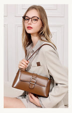 Women's Genuine Leather Baguette Shoulder Bag – Vintage Cowhide Crossbody
