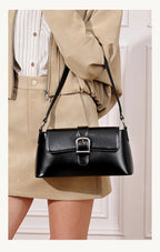 Women's Genuine Leather Baguette Shoulder Bag – Vintage Cowhide Crossbody
