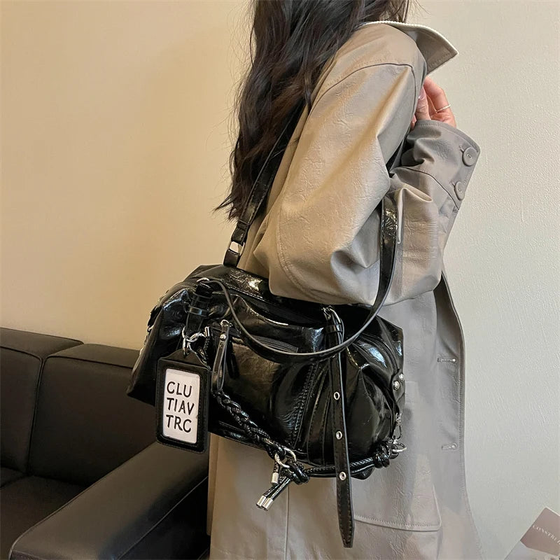 Women's PU Leather Underarm Shoulder Bag – Zipper, Adjustable Strap