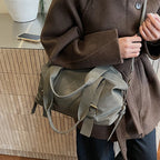 Women's Shoulder Bag Vintage Baguette-Shape PU Leather Zipper Crossbody Bag with Phone Pocket