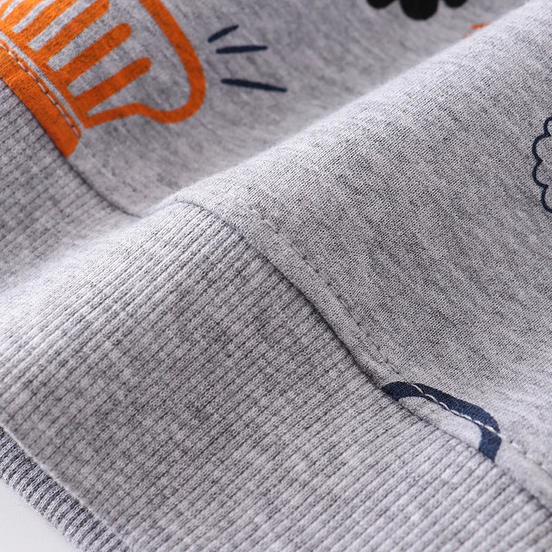 Boys' Sweatshirt Cotton Cartoon Vehicle Print Pullover Full-Sleeve Autumn Kids Top