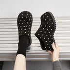Damen Polka Dot Mule Hausschuhe Dicke Plattform Slip-On Offene Schuhe