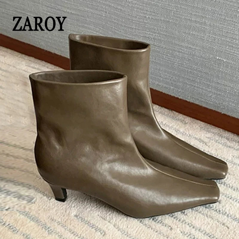 Women's Minimalist Square-Toe Slip-On Ankle Boots