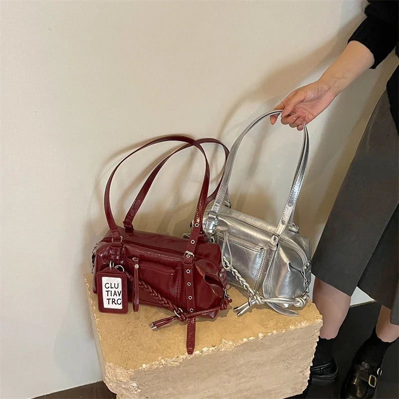 Women's PU Leather Underarm Shoulder Bag – Zipper, Adjustable Strap