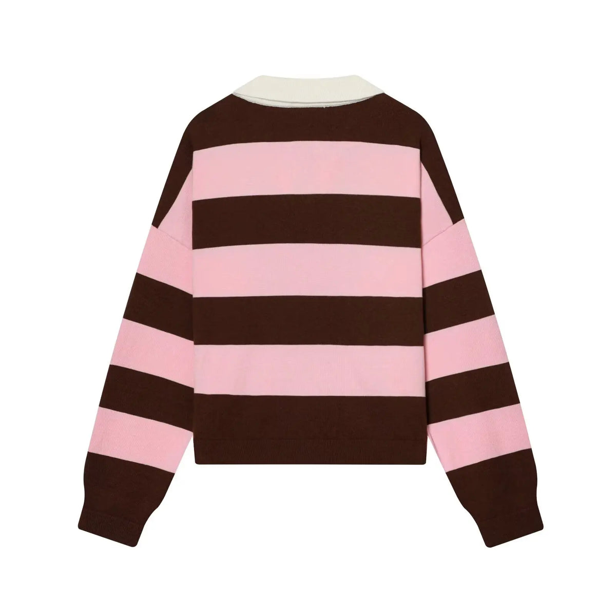 Women's Striped Polo Sweater Casual Long Sleeve Loose Pullover