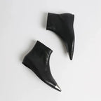 Arden Furtado Women's Winter Ankle Boots – Side Zip Metal Toe Height Increasing Heel