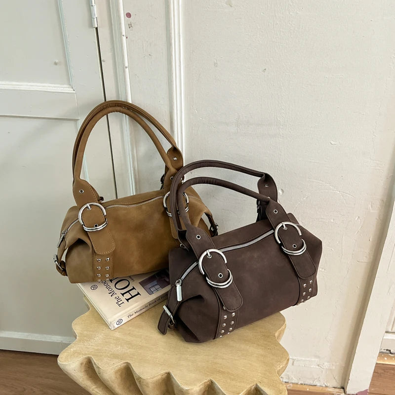 Women's Faux Leather Boston Shoulder Bag