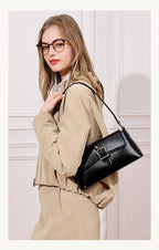 Women's Genuine Leather Baguette Shoulder Bag – Vintage Cowhide Crossbody