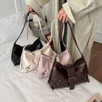 Women's PU Leather Hobo Underarm Shoulder Bag - Retro Style, Hasp Closure