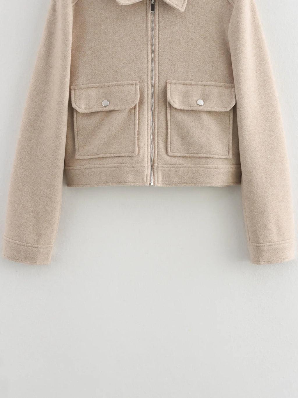 Women's Zipper Jacket Coat Winter Long Sleeve Pocket Outerwear Coat Short Street Elegant
