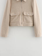 Women's Zipper Jacket Coat Winter Long Sleeve Pocket Outerwear Coat Short Street Elegant