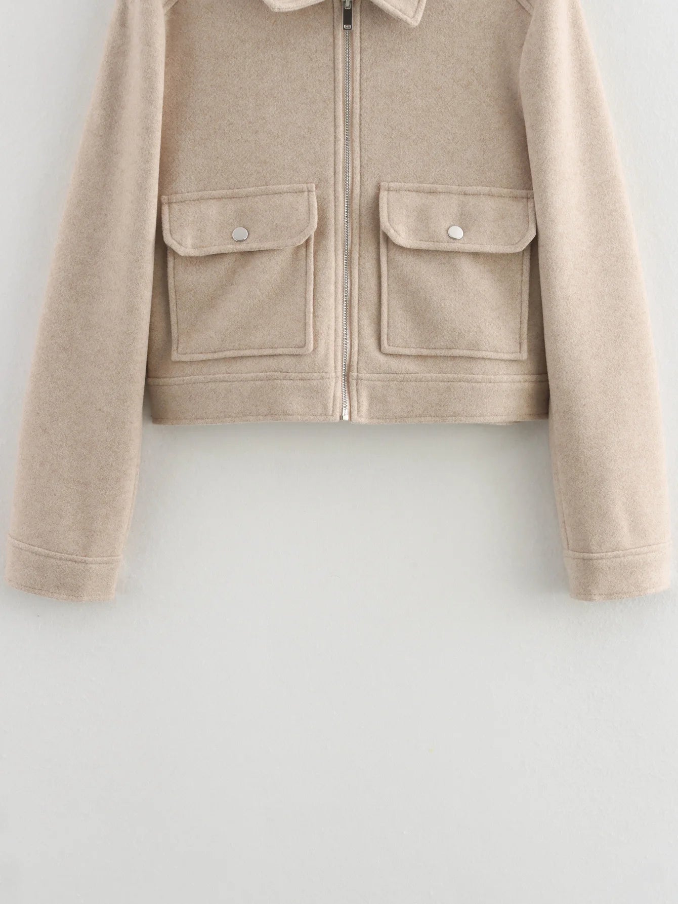 Women's Zipper Jacket Coat Winter Long Sleeve Pocket Outerwear Coat Short Street Elegant