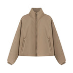 Women's Fashion Jackets Coats Front Zipper With Pockets Solid High Neck Long Sleeves Chic Lady Outfits