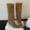 Women's Faux Suede Knee-High Boots with Pointed Toe