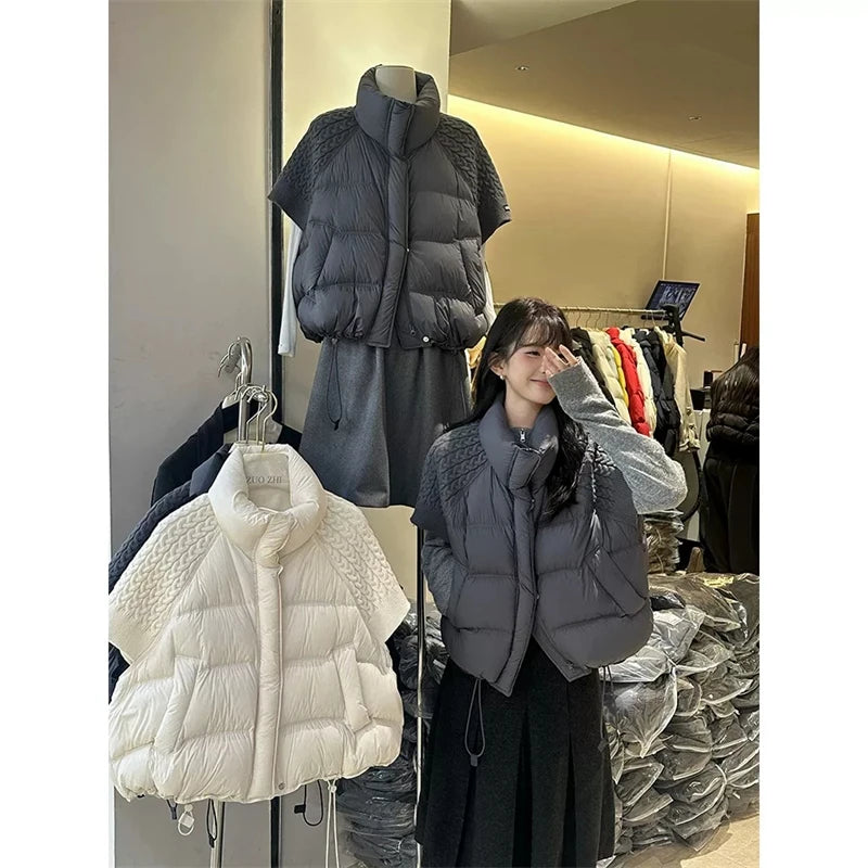 Women's Quilted Puffer Vest with Stand Collar