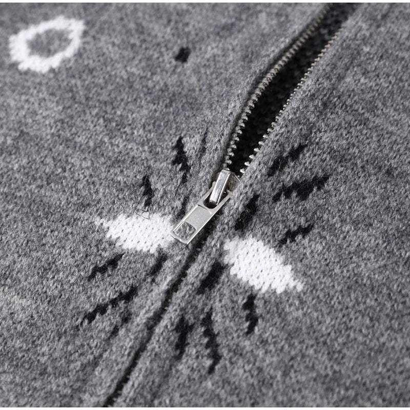 Women's Cardigan Striped Knit Open-Front O-Neck Loose Full-Sleeve Casual Autumn Winter Sweater