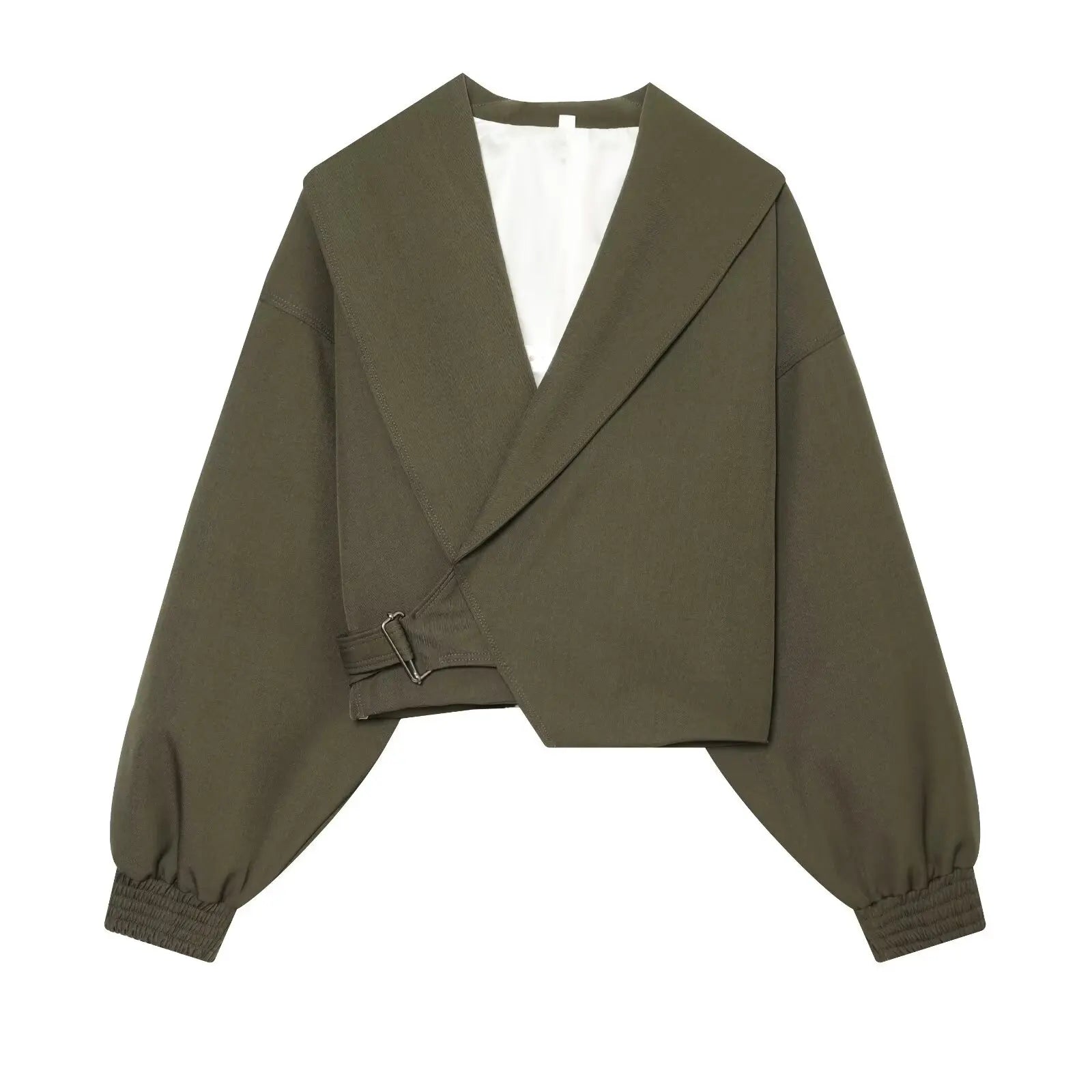 Women's Fashion Cropped Jackets V-Neck Long Sleeves With Bow Solid Pullover Chic Lady Outfits