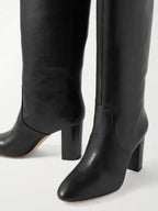 Arden Furtado Women's Genuine Leather Knee-High Riding Boots – Round Toe Square Heel