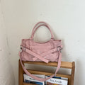 PU Leather Vintage Tote Bag – Rivet Detail, Adjustable Strap, 37×20×9 cm