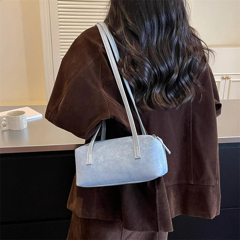 Women's Shoulder Bag Vintage Small PU Leather Zipper Underarm Tote Bag with Phone Pocket