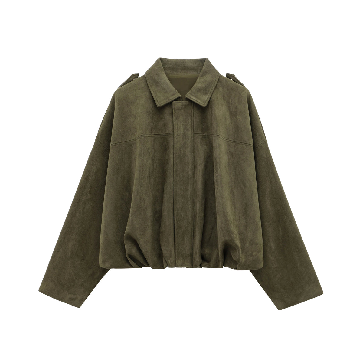 Vintage Cool Green Streetwear Women Jacket Fashion 2026 Spring Zipper Folds High Street Chic Modern Female Short Outwear