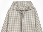 Women's Jacket Plaid Hooded Full-Zip Loose Turn-Down Collar Full-Sleeve Varsity Bomber Coat