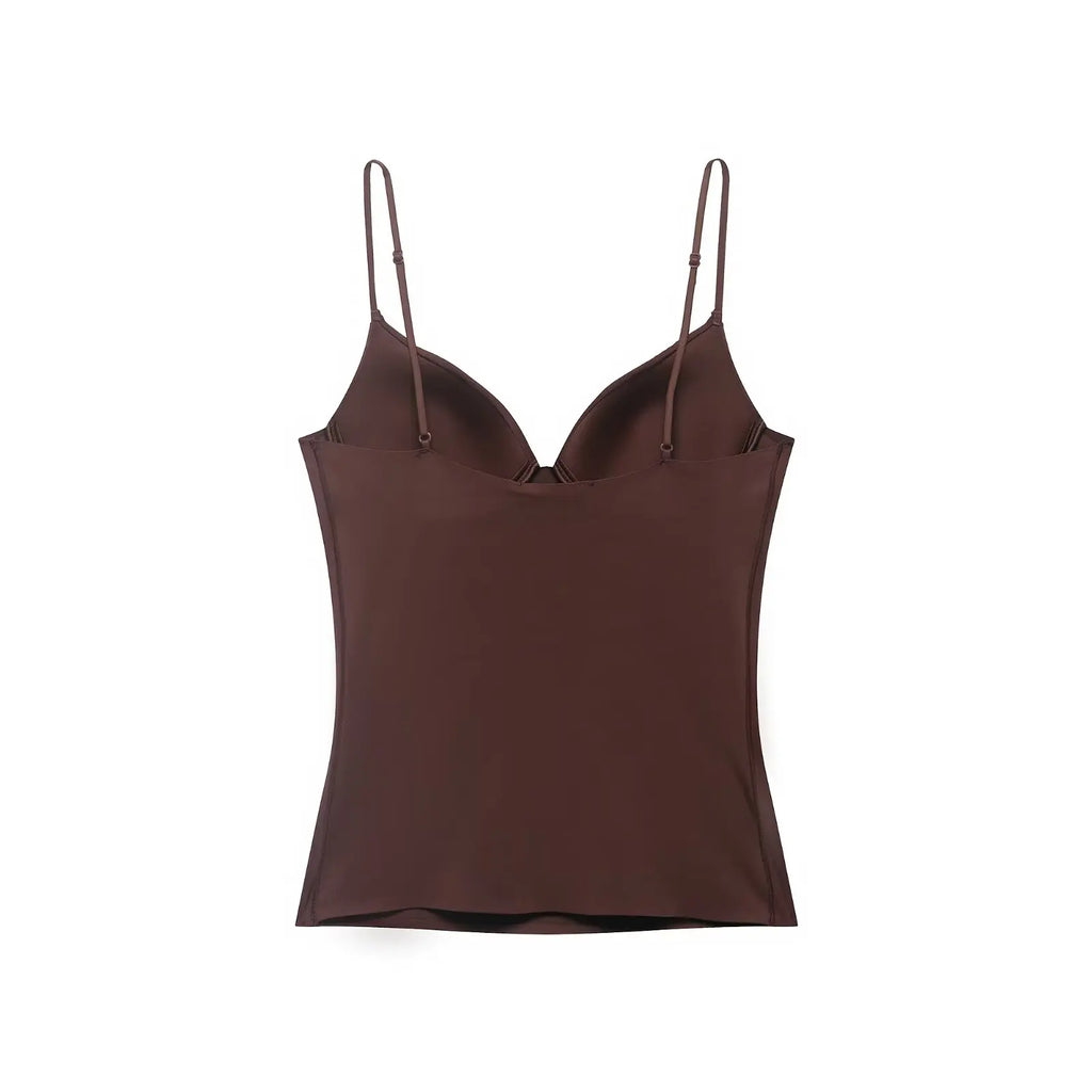 Women's Top Solid Backless Corset V-Neck Thin-Strap Cami Tank Top