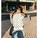 Women's Polka Dot Hooded Puffer Vest with Plush Trim