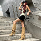 Women's Slouchy Faux Suede Knee-High Heeled Boots