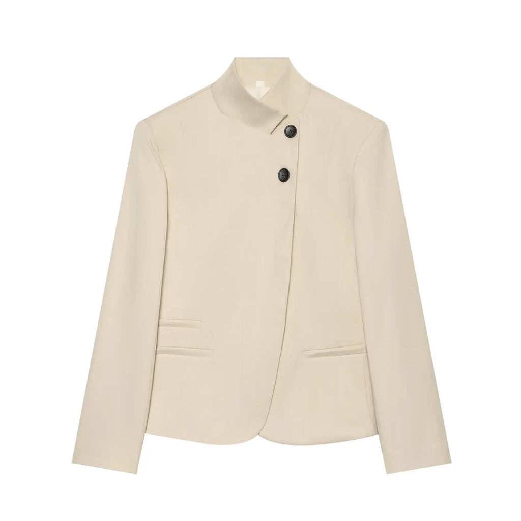 Women's Autumn Blazers Jackets 2026 High Neck Double Button Fashion Elegant Blazers