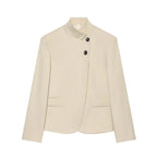 Women's Autumn Blazers Jackets 2026 High Neck Double Button Fashion Elegant Blazers