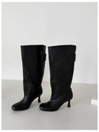 Women's Square Toe Knee-High Boots with Slim Heels