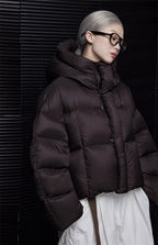 Women's Cropped Hooded Puffer Jacket with Pockets