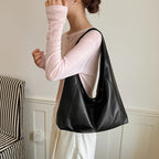 Women's Soft PU Leather Hobo Tote Bag – Hasp Closure, Water-Resistant, 37×25×11 cm
