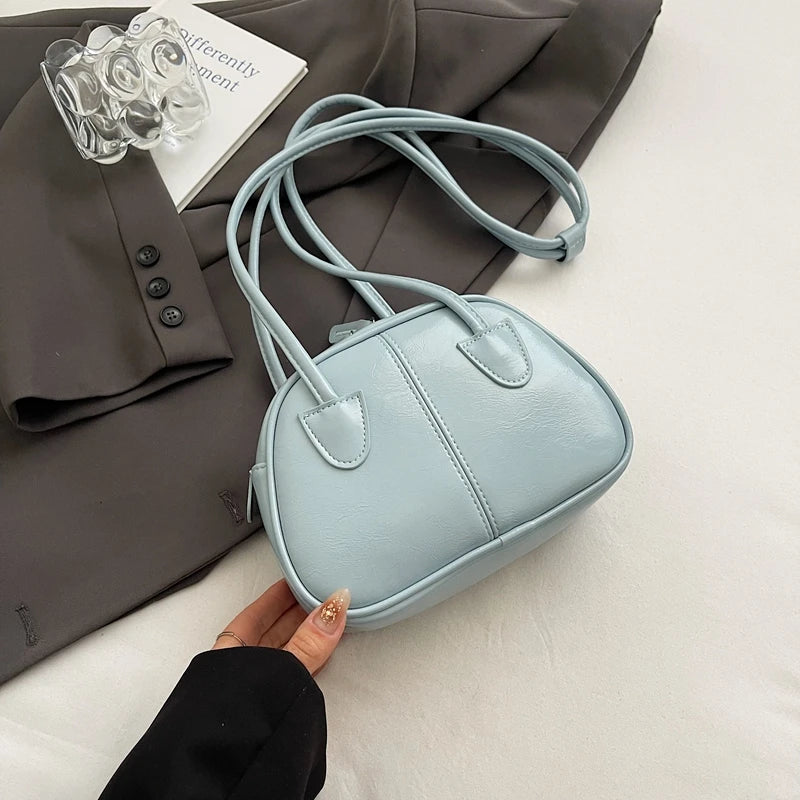Mini Shoulder Bags Zippper Pu Leather Simple Solid Handbags Blue 21cmx15cmx7cm S784897b930fb401d8f71643d7ed74a22J STYLEINGER