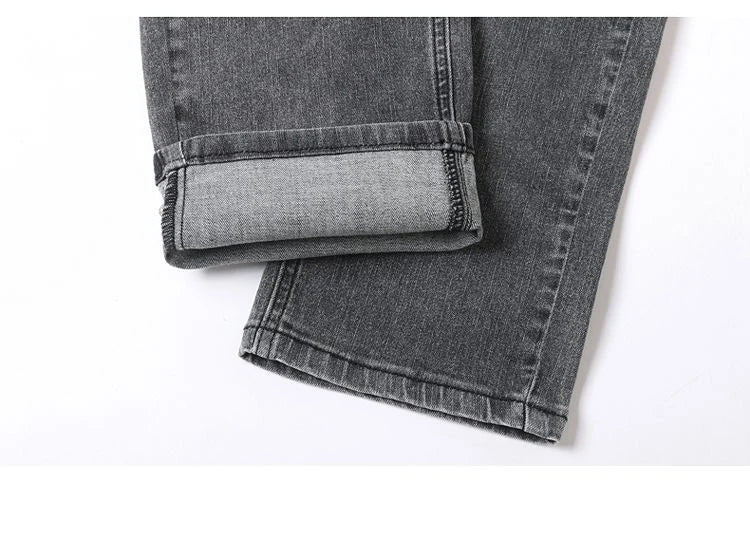 Men's Jeans Slim Straight Leg Mid-Rise Smart Casual Garment-Washed Denim Pants
