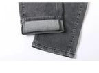 Men's Jeans Slim Straight Leg Mid-Rise Smart Casual Garment-Washed Denim Pants