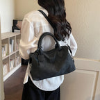 Women's Boston-Style PU Leather Shoulder Bag with Zipper