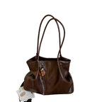 Styleinger Women's Tote Bag Vintage Large-Capacity Soft Hobo PU Leather Zipper Shoulder Bag with Phone Pocket & Charm