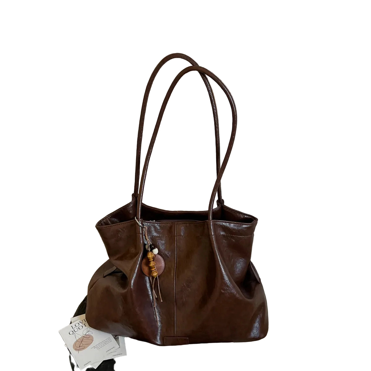 Styleinger Women's Tote Bag Vintage Large-Capacity Soft Hobo PU Leather Zipper Shoulder Bag with Phone Pocket & Charm