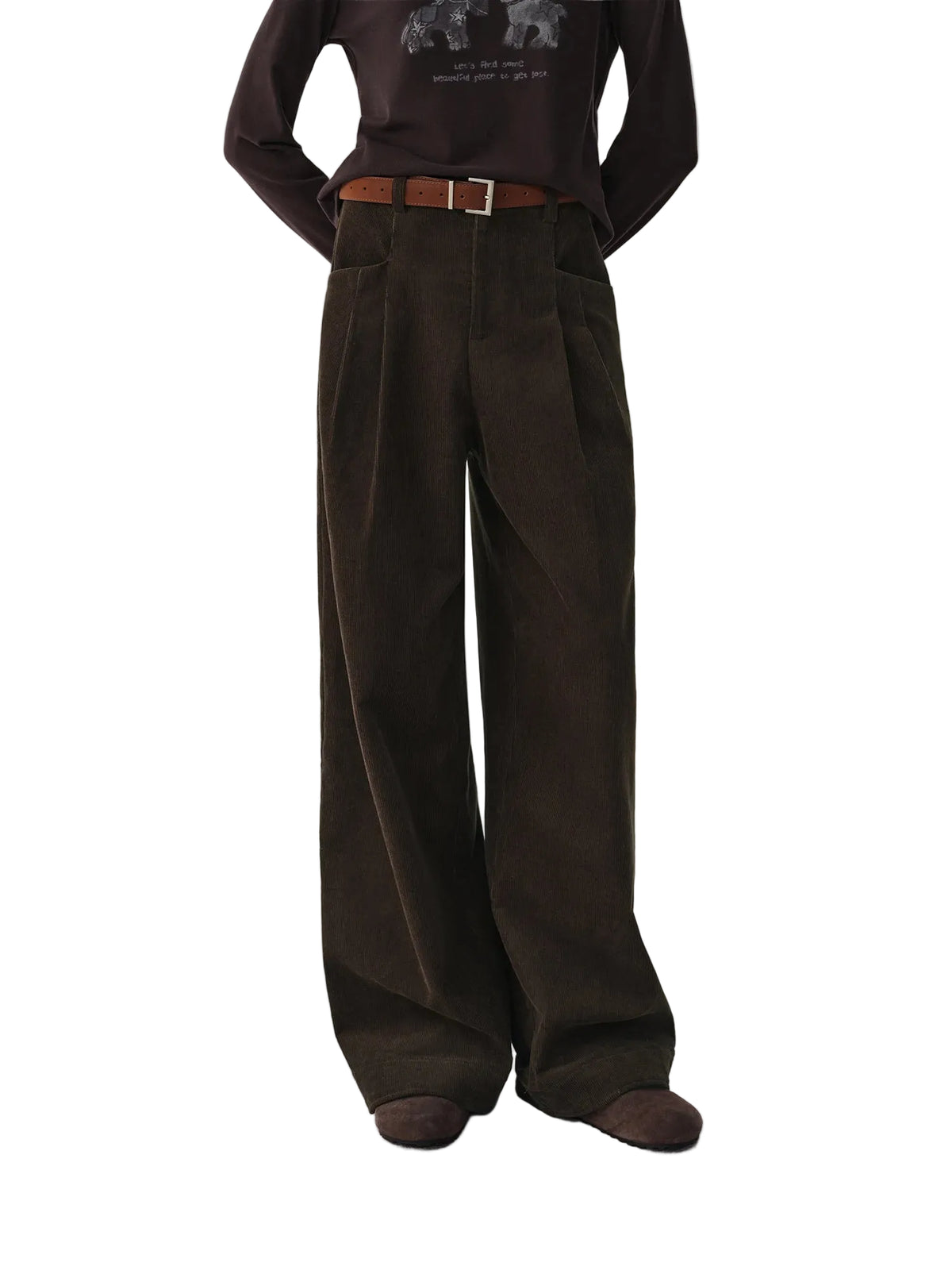Women's 100% Cotton Straight-Leg Pants – High Waist, Cuffed Hem, Full Length