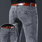 Men's Jeans Slim Fit High-Stretch Straight Leg Mid-Rise Gray Casual Denim Pants