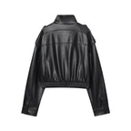 Women's High-Neck Zip-Up Moto Jacket with Pockets