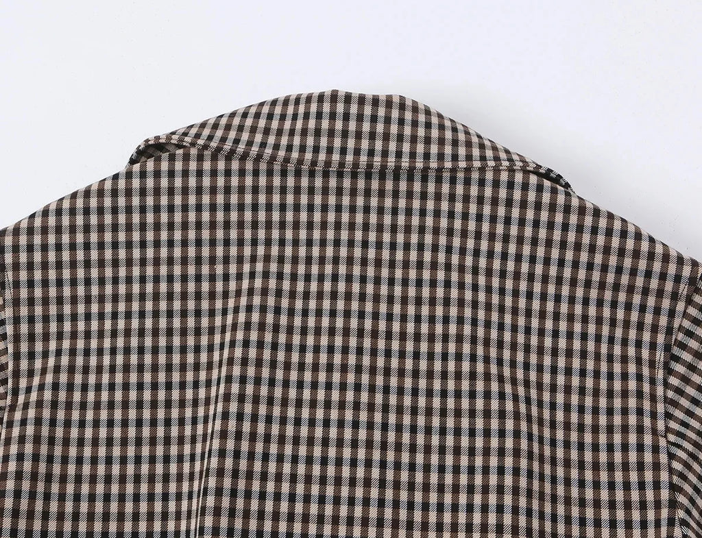Women's Plaid Trench Coat Single-Button Casual Fashion Autumn Outwear