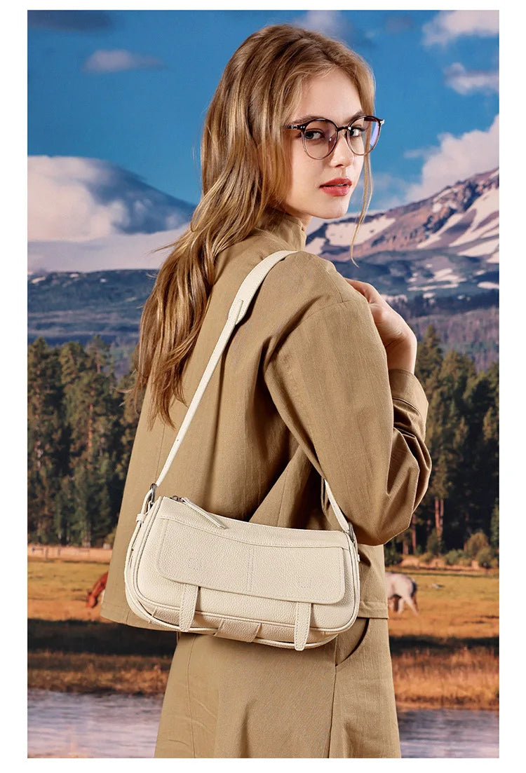Women's Vintage Genuine Leather Crossbody Bag – Soft Cowhide Bowling Shoulder Bag