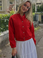 Womens Coat Vintage Solid Stand Collar Office Outwear Casual Trendy Long Sleeve Single Breasted Jacket